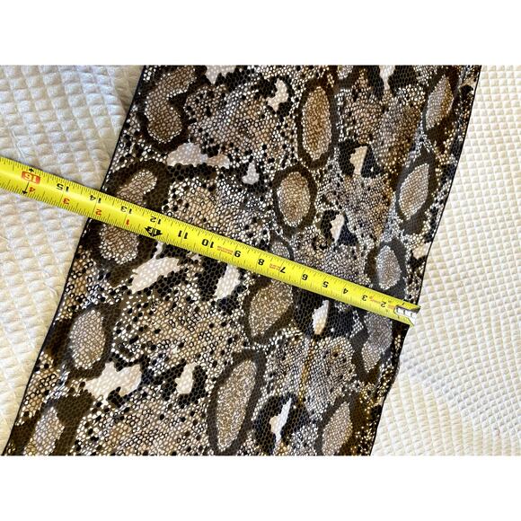 VTG Doro 100% Silk Brown & Ivory Sneak Skin Print Long Scarf W/ Fringe Edge - Picture 13 of 14